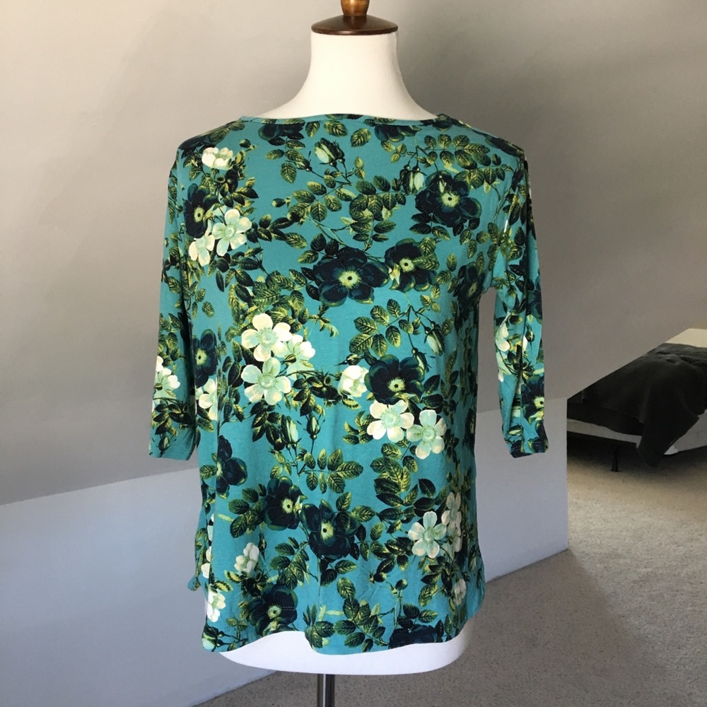 Spring Floral 3/4 Boatneck Casual Tee